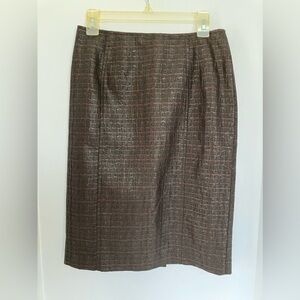 Tribal Women’s Stretch Extensible Brown Pencil Skirt, Croc Embossed, Size 4.